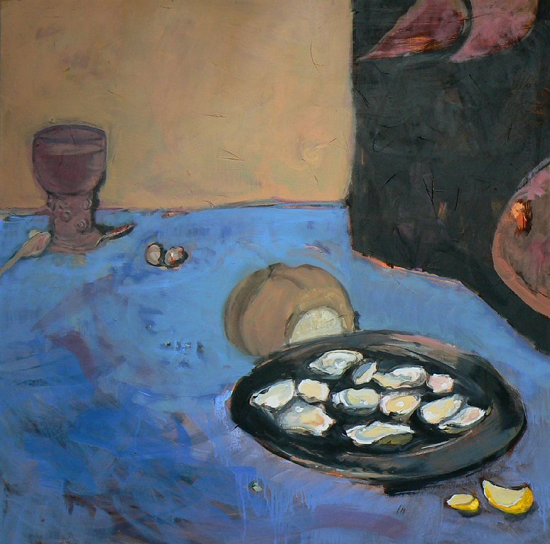 Nature morte aux huitres - 100x100 - huile sur toile